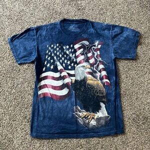 The Mountain Bald Eagle American Flag Lightning Tie Dye T Shirt Adult M